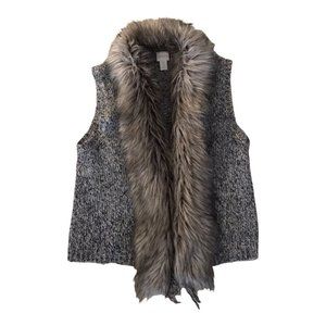 Chico’s Faux Fur Knitted Trim Vest  Winter Chico’s Size 0